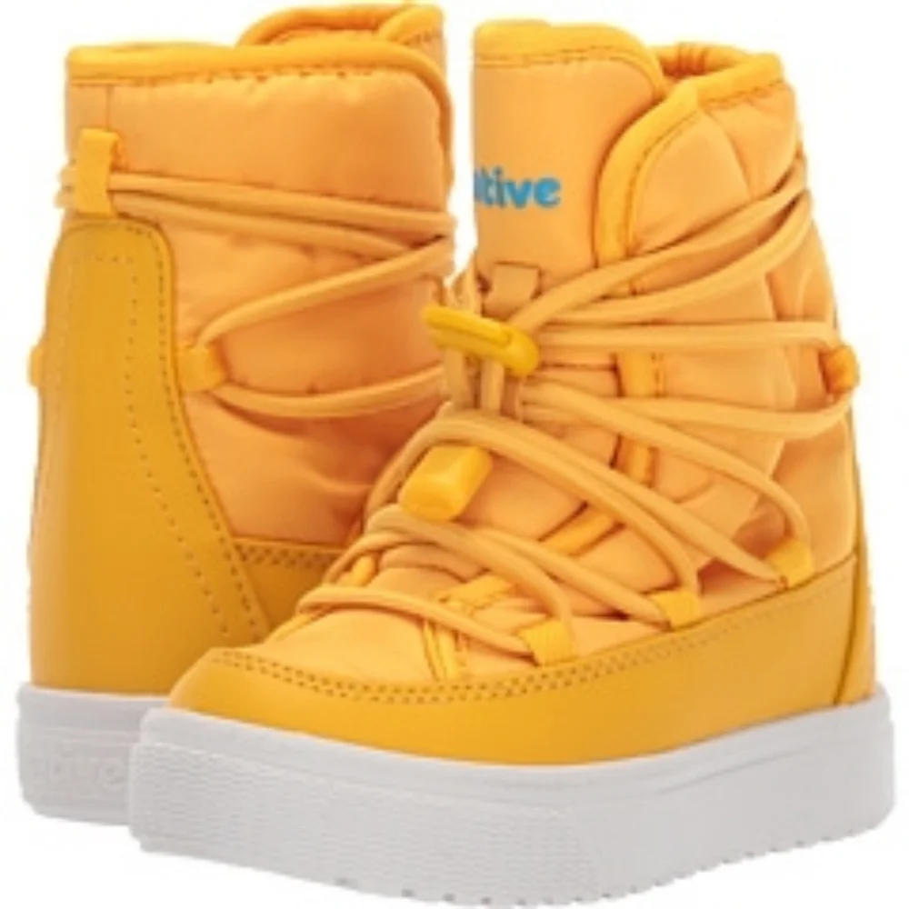 Native Kids 13 Chamonix Yellow High-Top Winter Snow Boots Puffy Quilted Fleece